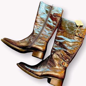 Born Shoes - Shiny Brown Leather Knee High Boots - 6.5M